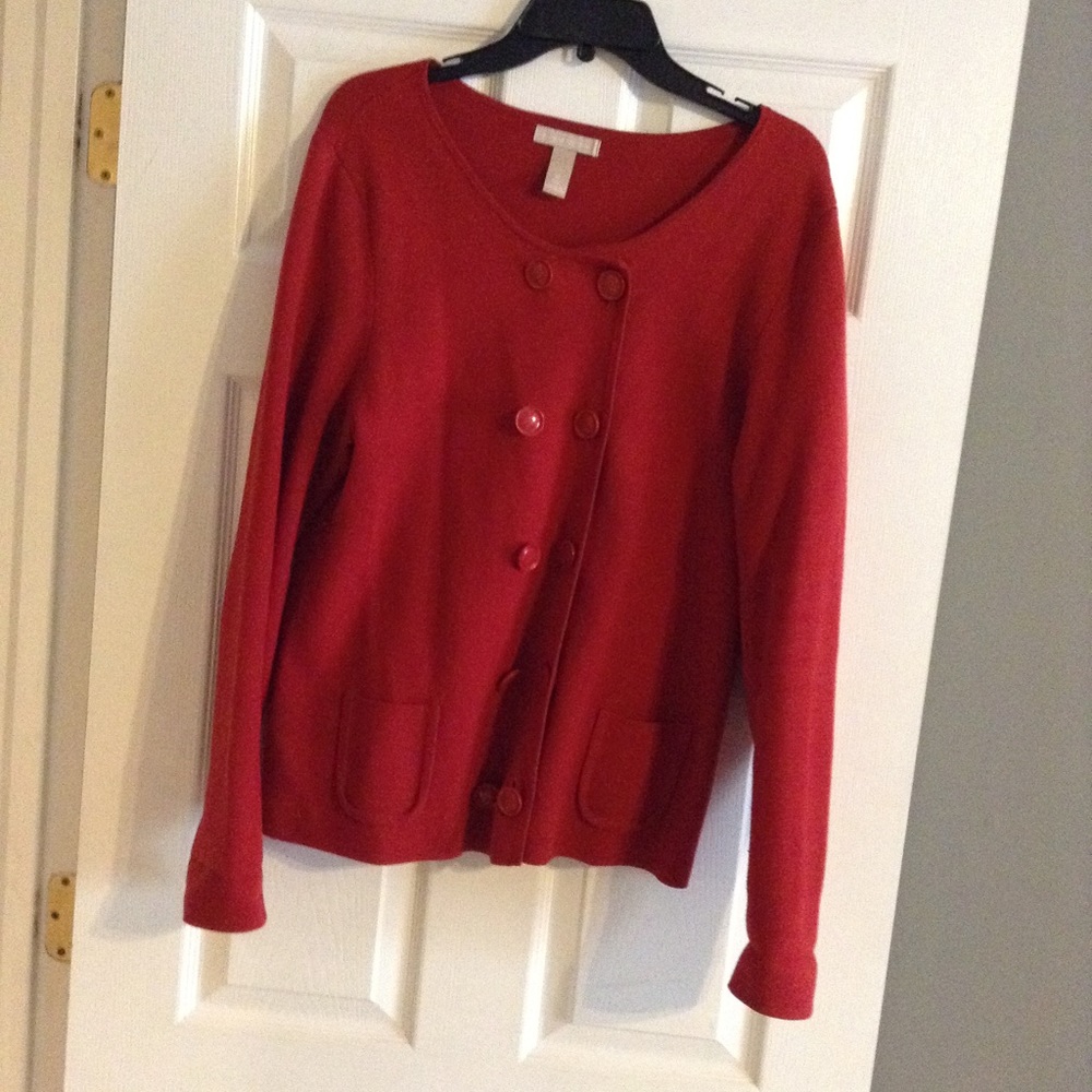 Red Button Up Sweater